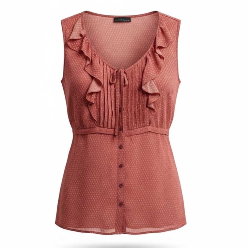 EUC - Apostrophe Women’s Sleeveless Tank Ruffles - Size Large